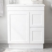 Stefania 750mm Matte White Freestanding Single Vanity with Stone Countertop